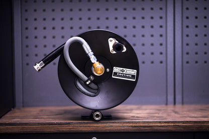 HEAVY DUTYグレーホース スチールドラムリールキット 15m ケルヒャーコネクタ付き