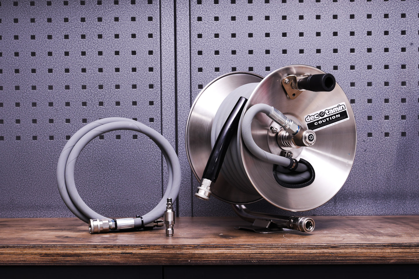 HEAVY DUTYグレーホース ステンドラムリールキット 15m ケルヒャーコネクタ付き