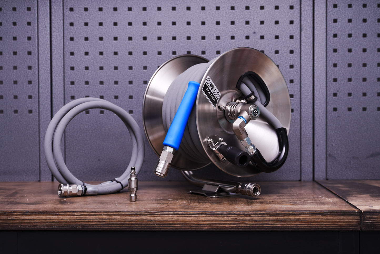 HEAVY DUTYグレーホース ブループロテクタ ステンドラムリールキット 15m ワンタッチカプラ ケルヒャーコネクタ付き