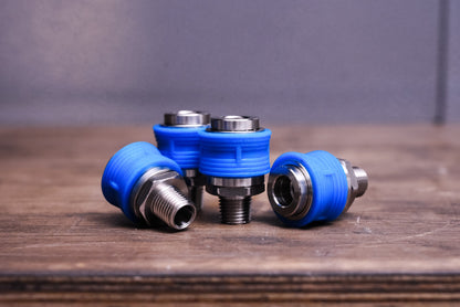 ブルー 1/4 ワンタッチクイックカプラー コンフォートグリップ NPTオスネジ 海外/米国規格