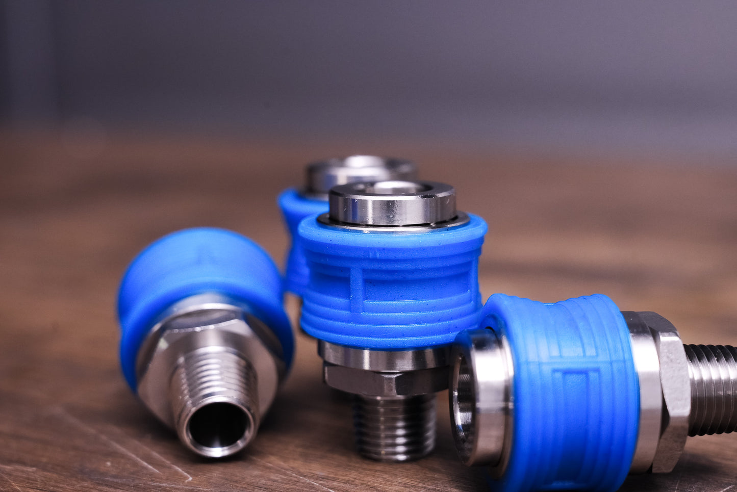ブルー 1/4 ワンタッチクイックカプラー コンフォートグリップ NPTオスネジ 海外/米国規格